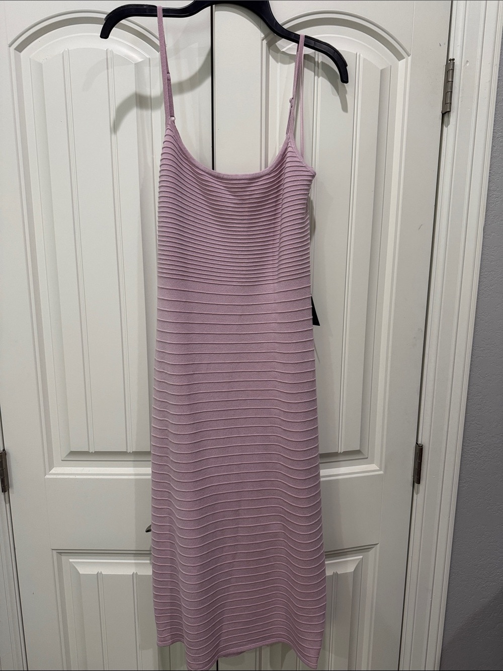 Express Lilac Ribbed Spaghetti-Strap Midi Dress, New, L